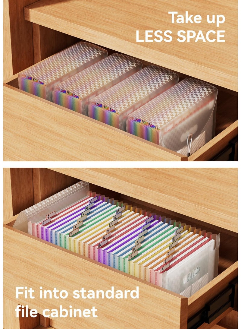 Peachjoy A4 Expanding File Organiser, 26 Pockets Expandable Filing Boxes Documents Organiser, Concertina File Expanding for Filing Folder, Portable Rainbow Files Wallets Plastic Bills Storage Bag (Pink) - Image 3